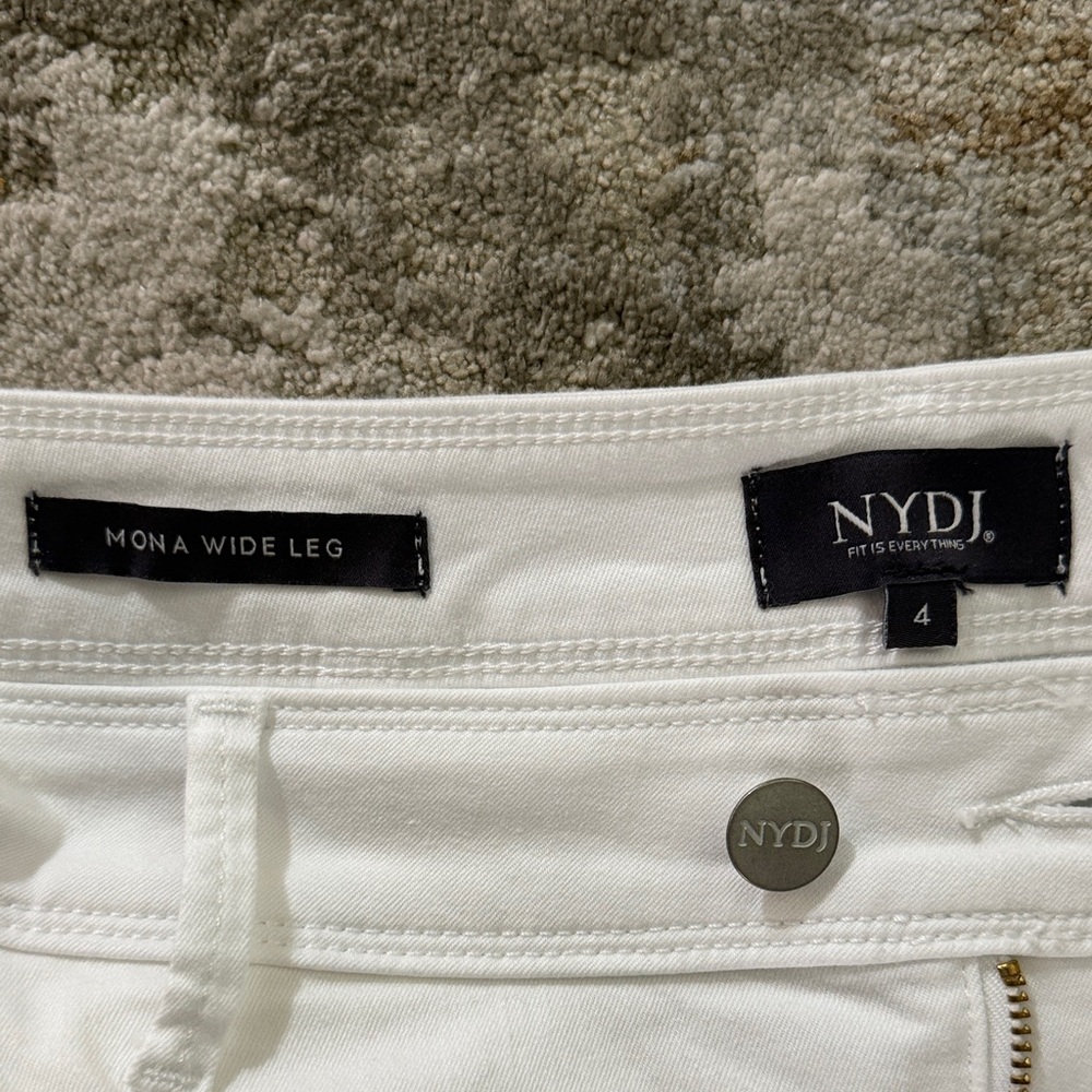 NYDJ High Rise Mona Wide-Leg Ankle Trouser Optic White Women Sz 4 Stretch Pants - Picture 8 of 11